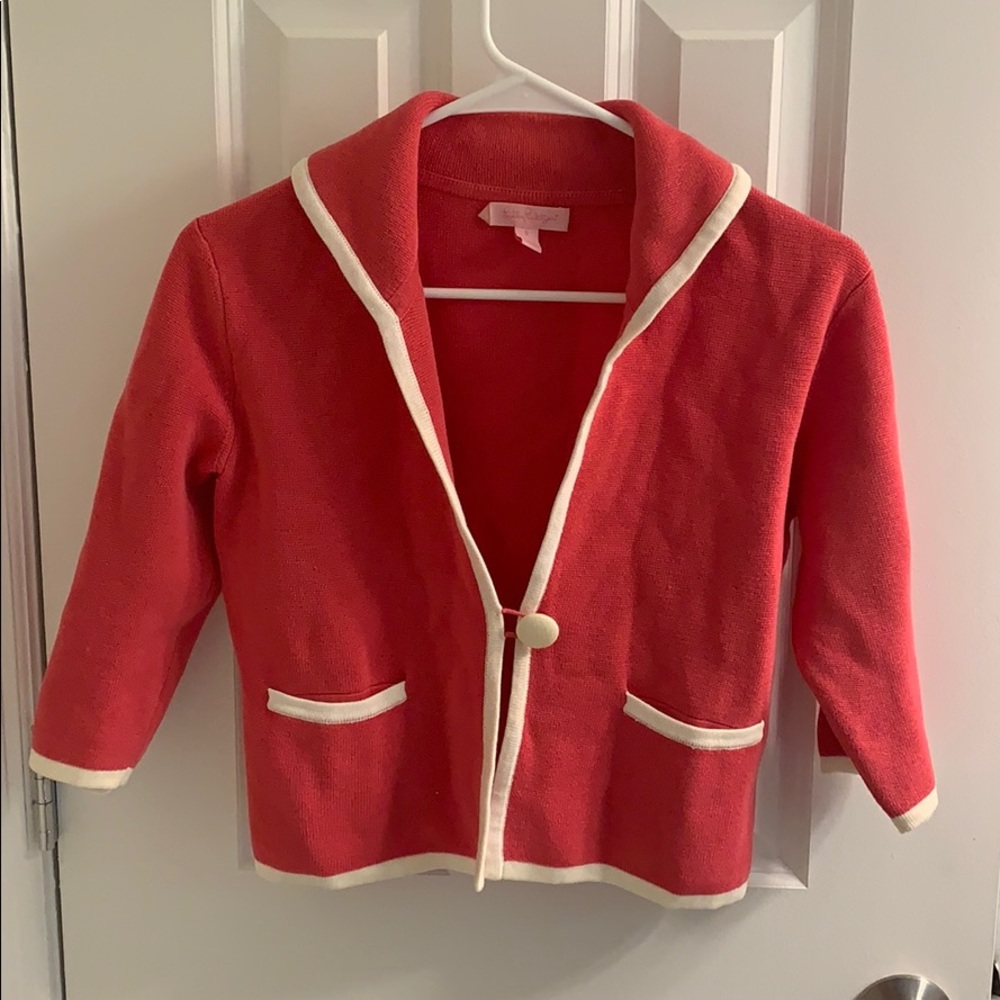 Lily Pulitzer pink cropped cardigan